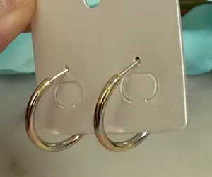 14K Gold Plated XP Tri-Tone Hoop Earrings Gold Rose Silver Tone Leverback thumbnail 1