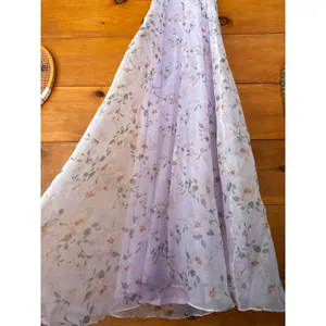 NWT Lulus Chic Preciousness Lavender Floral Organza Bustier Maxi Dress Gala XS thumbnail 6