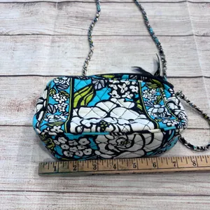 Vera Bradley Floral Quilted Cotton Mini Crossbody Bag Blue White Chain Strap thumbnail 7