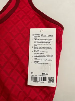 Lululemon NWT Textured Mesh Tennis Tank Top Med Support B/C Cup Red Size XL thumbnail 9