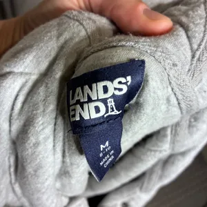 Lands End Womens Quilted Snap Neck Hoodie Heather Gray Pullover Size M 8-10 thumbnail 4