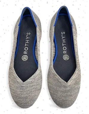 Rothys Grey Shoes Comfortable Round Toe Office Neutral The Flat Taupe Heather 7 thumbnail 1