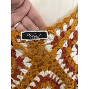 Granny Square Crocheted Crop Fringe Top S/M Boho Festival Hippie Granola thumbnail 4