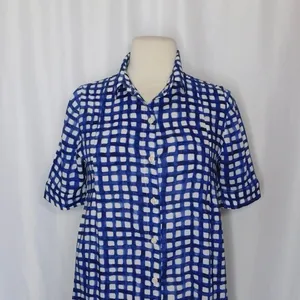 Anthropologie 11.1 TYLHO Adanne Tunic Top Shirt Blue White Gingham Plaid X-Small thumbnail 3
