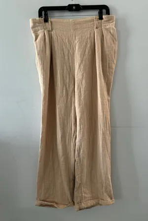 Free People Pants Women's Small Beige Wide Leg Beachy Coastal Neutral Lagenlook thumbnail 1