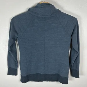 L.L.Bean Cozy Cowl Neck Pullover Womens XL Blue Kangaroo Pocket Stretch Travel thumbnail 4