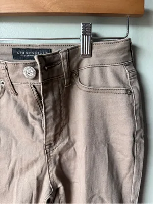 Aeropostale High-Waisted Jegging Skinny Jeans Taupe Brown thumbnail 2