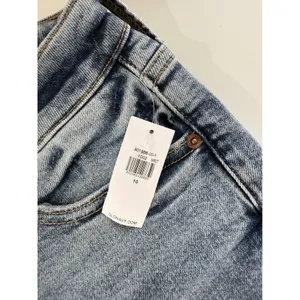 Old Navy High Rise OG Straight Jeans 10 Distressed Medium Wash‎ Raw Hem NWT thumbnail 5