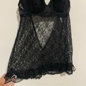 Victoria's Secret Vintage Black Lace Babydoll Lingerie Top medium thumbnail 3