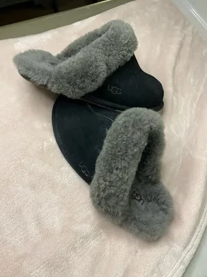 UGG Scuffette II Suede Slippers in Black/Grey women size 7 thumbnail 4