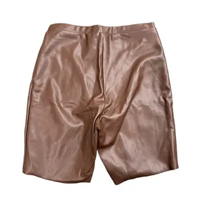 Skims Faux Leather Biker Shorts in Cocoa Brown, Size S​​​​ thumbnail 4