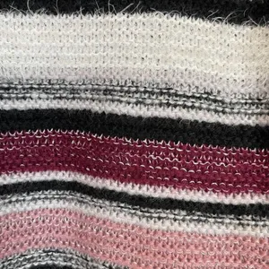 VENUS Sweater Women's Medium Purple Black Oversized Striped Long Sleeve Pullover thumbnail 7