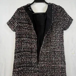 Metallic Tweed Plaid Shift Mini Dress Mod 60s Forever 21 Pink Black Womens S thumbnail 6