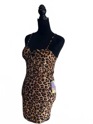 Justify Leopard Print Bodycon Mini Dress Size Small Y2K Trendy Coquette thumbnail 3
