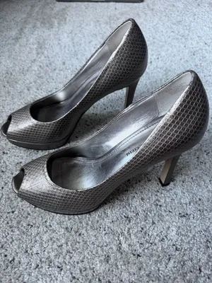 Anne Klein Metallic Bronze Peep-Toe Heels thumbnail 2