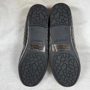 Vionic Robyn Pewter Metallic Perforated Leather Ballet Flats Orthaheel 7M thumbnail 9