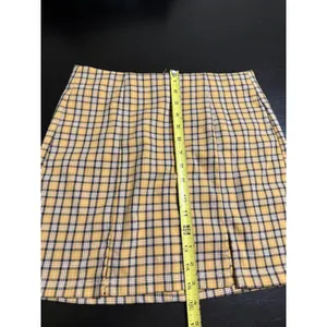Aeropostale Yellow Plaid Mini Skirt High Waisted Front‎ Slit Medium 90s Stylei thumbnail 2