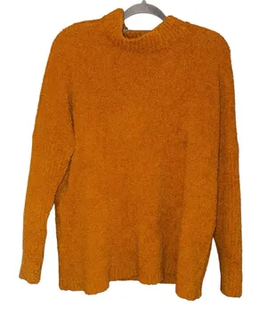 Sabrina Lauren New York mock neck textured‎ teddy sweater orange yellow medium thumbnail 1