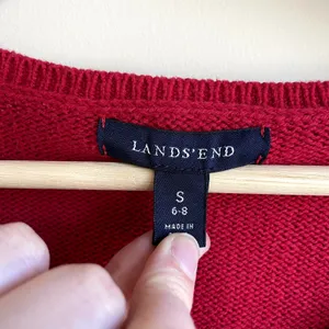 Lands' End red knit pullover sweater women's size small‎ minimalist capsule thumbnail 3