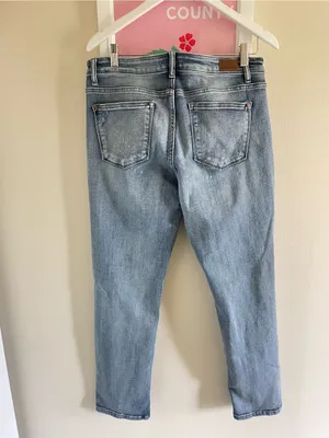 Judy Blue Bleach Splatter Destroyed Boyfriend Jeans JB82169LT Size 13/31 thumbnail 7