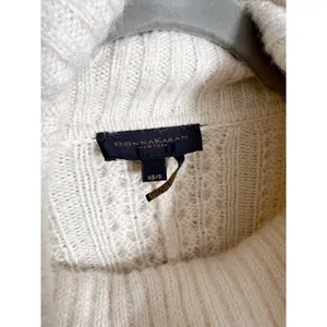NEW Donna Karan‎ Ivory Cable Knit Cowl Neck Poncho Sweater Cape thumbnail 6