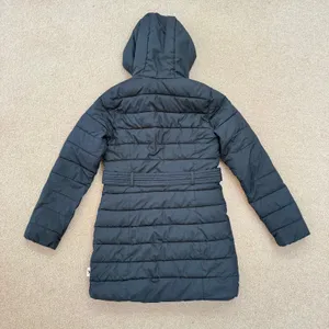 Hollister Y2K Winter Filled Puffer Coat Zip Front Hooded Belted Black Medium thumbnail 2