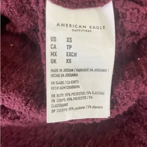 American Eagle Women Cardigan XS Burgundy Hooded Waffle Knit‎ Lounge Cozy Layer thumbnail 7