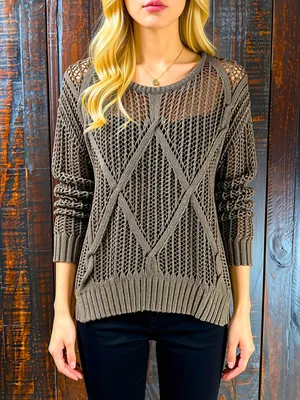 iJeans by Buffalo Bronze Shimmer Open-Knit Sweater - Small thumbnail 10