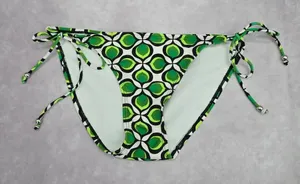 Ingear Green Black White Floral Geometric Tie Bikini Bottom Swimwear‎ Medium thumbnail 1