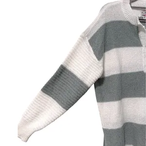 Top Notch‎ Henley Sweater Sage Green White Striped Casual Knit Womens Size M thumbnail 4