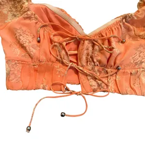 Hello Molly Flowy Sleeve Bustier Crop Top‎ Orange Floral Fairy Romantic Size XS thumbnail 8