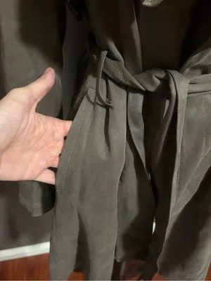 CLUB MONACO Lindy Olive Suede Trench Coat with Belt thumbnail 4