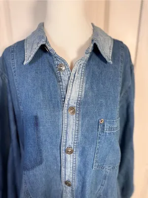 Free People Get Free Denim Mini Dress S Godet Swing Puff Sleeve Pockets Cotton thumbnail 2