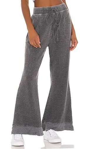 Free People Cozy Cool Girl Lounge Pants in a washed black grey finish XL thumbnail 1
