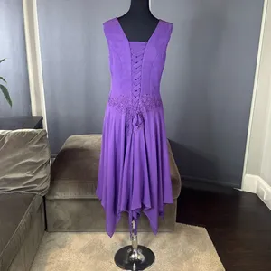 Purple Chiffon Formal Dress Floral Detail Corset Back Matching Jacket Size 12 thumbnail 8