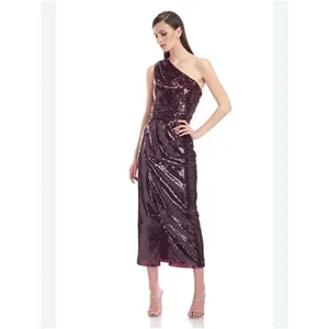 Kay Unger Alexia One Shoulder Sequin Midi Dress Size 4 Evening Cocktail thumbnail 9