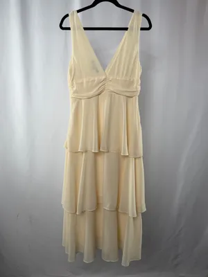 NWT Lulu's Celebration Time Sleeveless Tiered Midi Dress‎ in Cream Size Large thumbnail 7