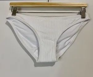 Women’s Ribbed Hipster Bikini Swim Bottom White Size Medium NWT thumbnail 1