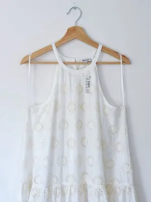 Madewell $198 Embroidered Drop-Waist Maxi Dress Floral Eyelet Ivory Size XXS thumbnail 12