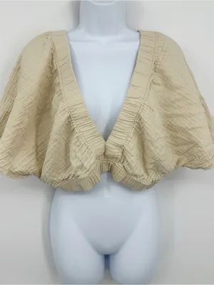 Aerie Boho Pool To Party Flutter Sleeve Crop Top Size XL Whimsical thumbnail 3
