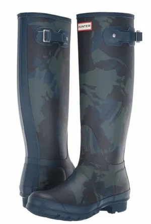 Hunter Disney Mary Poppins Tall Wellington Boots Sz 9 40 EU‎ Camo Blue thumbnail 1