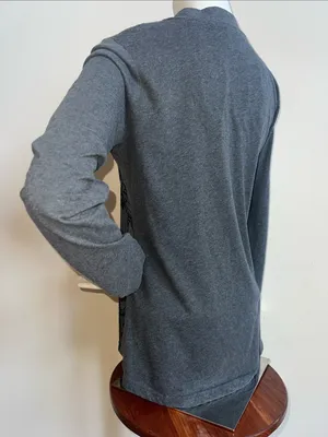 Desigual Gray V-Neck Long Sleeve Floral tee thumbnail 9