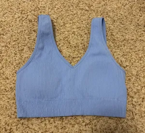 Aerie Sports Bra Ribbed Blue thumbnail 1