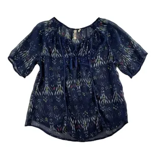Y2K Mudd L Large Top Sheer Aztec Graphic‎ Whimsygoth Fairy Boho Grunge Women's thumbnail 1