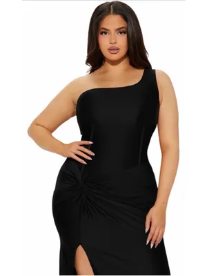 NEW Satin Formal Party Ruffle High Slit Evening Curvy Wrap Long Black Dress S thumbnail 8