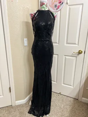 Mis Ord black prom sequin dress size M thumbnail 2
