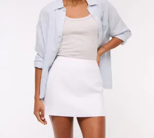 Abercrombie Linen Blend Curve Love Scarlett Mini Skirt thumbnail 2