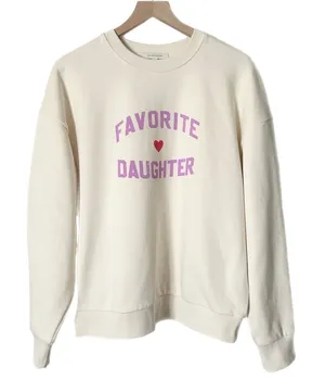 Favorite Daughter Heart Logo Collegiate Sweatshirt Cotton Blend Cream Size Small thumbnail 1