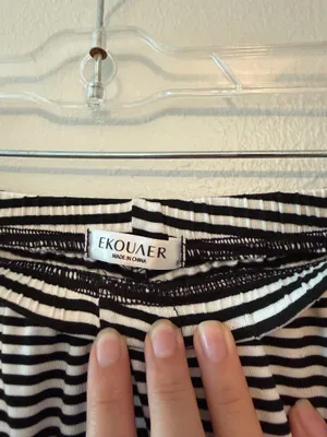 Ekouaer Pajama Set Black and White Stripe thumbnail 8