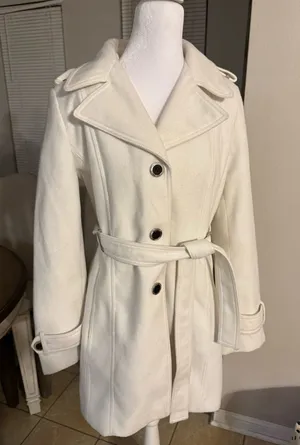 Off white Calvin Klein single breast belted button trench style coat thumbnail 1